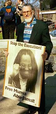 Dennis Brutus demonstrates in support of Mumia Abu-Jamal