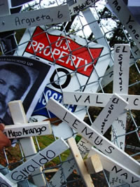 crosses with names of SOA victims